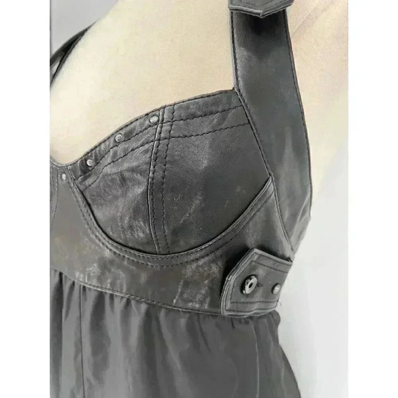 Diesel Womens 2000s y2k Moto Style Dress Black Leather Cargo Pockets Goth Grunge - Picture 4 of 16